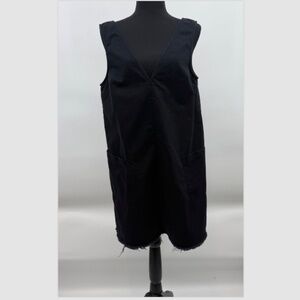 Free People Dress Women Medium Black Denim Skirtall Festival V Neck Sleeveless